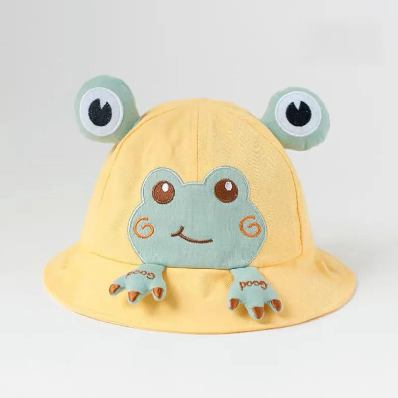 2023 New Baby Bucket Hat For Kids Spring Outdoor Boys Girls Sun Hat Summer Cute Flog Toddler Children's Fisherman Cap Cotton