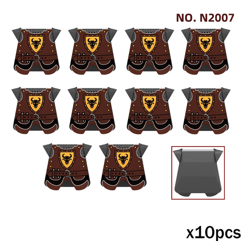 MOC Medieval Accessories Series Building Blocks Military Army Soldier Armour Shield Helmet Sword Crown Weapon Knight Bricks Toys