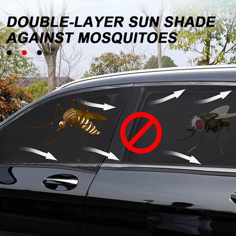 BLALION 2pcs Car Window Shade Side Window Sun Shade Breathable Mesh Protect Cover Shield Mesh Prevent Mosquito Auto Accessories