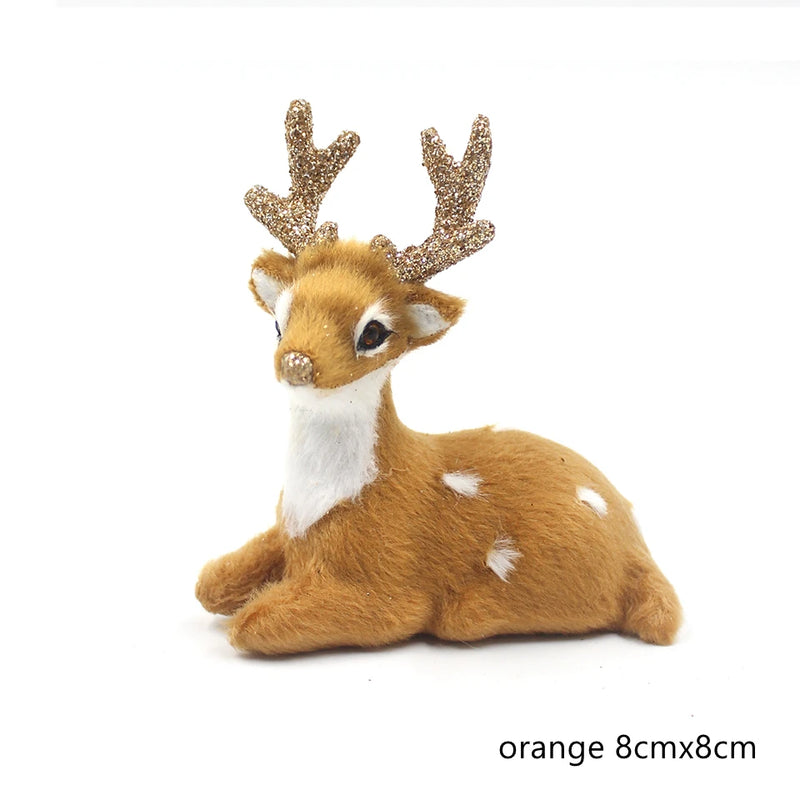 Simulation Christmas Deer Model Favor Xmas Home Decoration Craft Ornaments Display Table Reindeer Elk Animal Miniatures Kid Gift