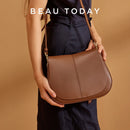 BEAU TODAY Shoulder Handbags Women Leather Texture Acrylic Chain Hand Carry Simple Female Shoulder Messenger Bags 62036