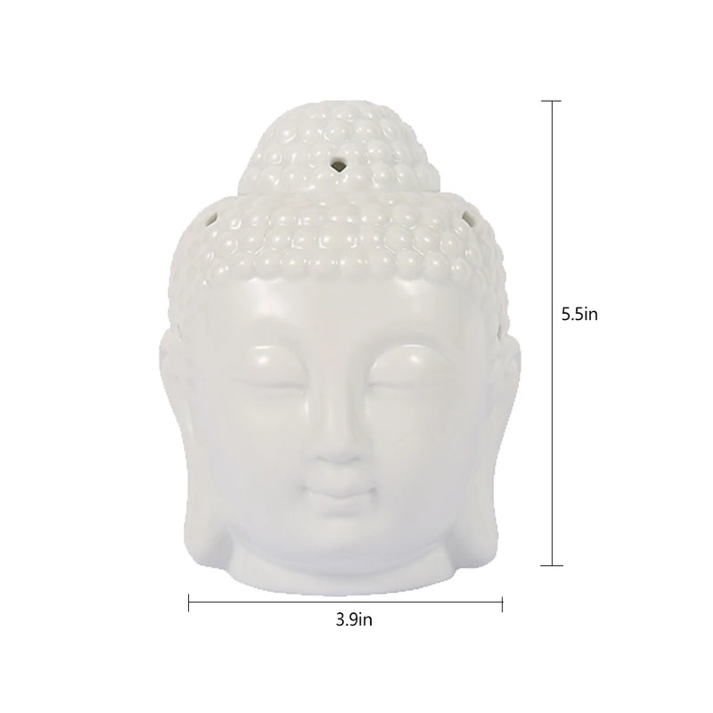 Ceramic Buddha Head Aromatherapy Oil Burner Aroma Essential Oil Diffuser Indian Buddha Tibetan Incense Burner Tealight Holders