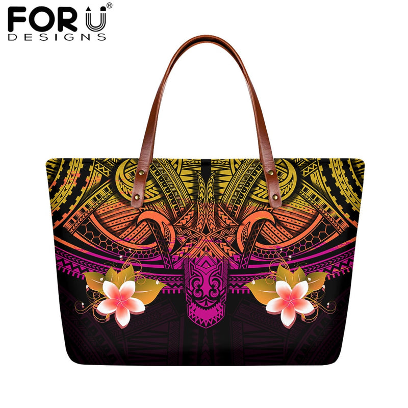 FORUDESIGNS High Quality Women Handbag Polynesian Pattern Hibiscus Flower Printing Personal Luxury Female Shoulder Bolsas