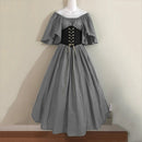 Women Patchwork Medieval Renaissance Dress Halloween Gothic off Shoulder Retro Long Dress