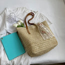 Summer Large Capacity Tote Bag Women Shoulder Bag Handmade Woven Bag Fresh Rural Handheld Grass Woven Women Bag