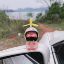 Wind Broken Car Cute Little Pink Pig with Helmet Propeller Wind-breaking Duck Road Bike Motor Helmet Riding Cycling Car Decor
