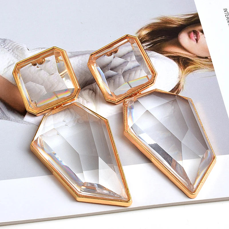 Wholesale High-Quality Clear Pure Resin Drop Earrings Statement Hot Selling Metal Fashion Jewelry Accessories For Women