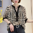 Elegant Fashion Rivet Casual Printing Diamonds Diamonds Pullovers 2024 New Summer Short Sleeve Loose Temperament Shirt T-Shirt