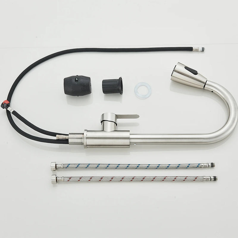 Kitchen Sink Faucets stainless steel Pull Out Kitchen Sink Water Tap Deck Mounted Mixer Stream Sprayer Head Hot Cold Taps