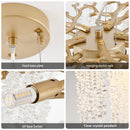 23.6inch Modern Golden Chandelier with Cascading Crystal String, Perfect for Living Room, Dining Room and Foyer, High-End Decorative Lamps (Bulb Not Included)