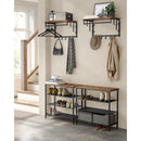 VASAGLE Wandgarderobe mit Ablage, Wandregal mit 5 abnehmbaren Haken, Hängeregal mit Kleiderstange, für den Flur