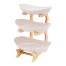 3-Tier Fruit Plate,Snack Dessert Cake Tray Plate Rack for Party Wedding,Fruit Bowl W/ Bamboo Wood Stand,Candy Dish Cake Stand