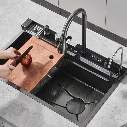 The Cascade Basin | Waterfall Kitchen Sink with Digital Display