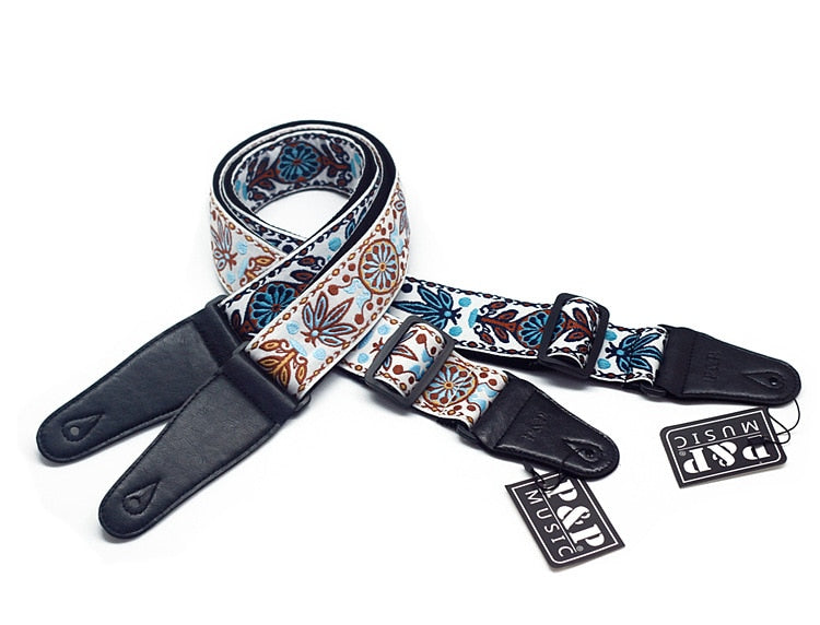 Embroidered Guitar Strap National Style Shoulder Strap Ribbon Musical Instrument Strap Guitar Strap Instrument Guitar Part