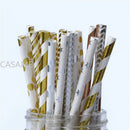 25pcs Foil Gold Silver Disposable Drinking Paper Straws Rainbow for Birthday Wedding Christmas Party Event Supplies