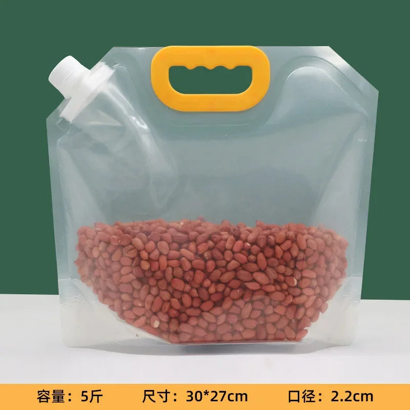 Grains Storage Packaging Bag Rice Dispenser Insect Proof Food Storage Sealed Bag Bean Container Kitchen Organizer with Nozzle