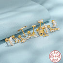 ROXI 925 Silver Smooth Single Row Earring Horse Eye Geometric CZ Earrings For Bride Women Simple Daily Wear Jewelry orecchini