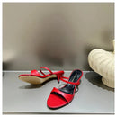 The 'Soleil' Square-Toe Silk Sandals