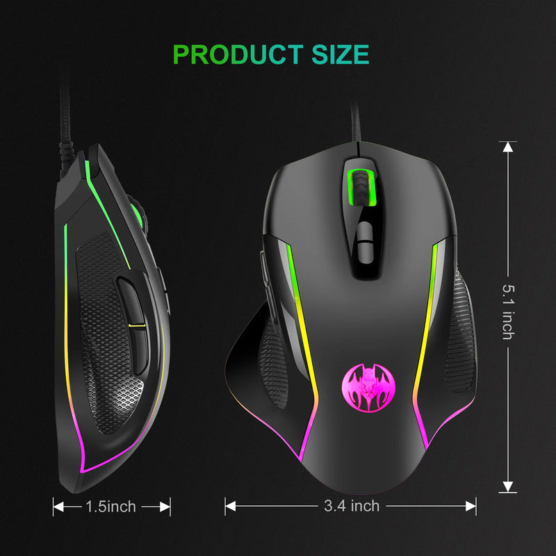 Wired Gaming Mouse 7 Buttons 6400DPI LED RGB Backlight Optical USB Computer Mouse Game Mice Mause For PC Computer Gamer Office