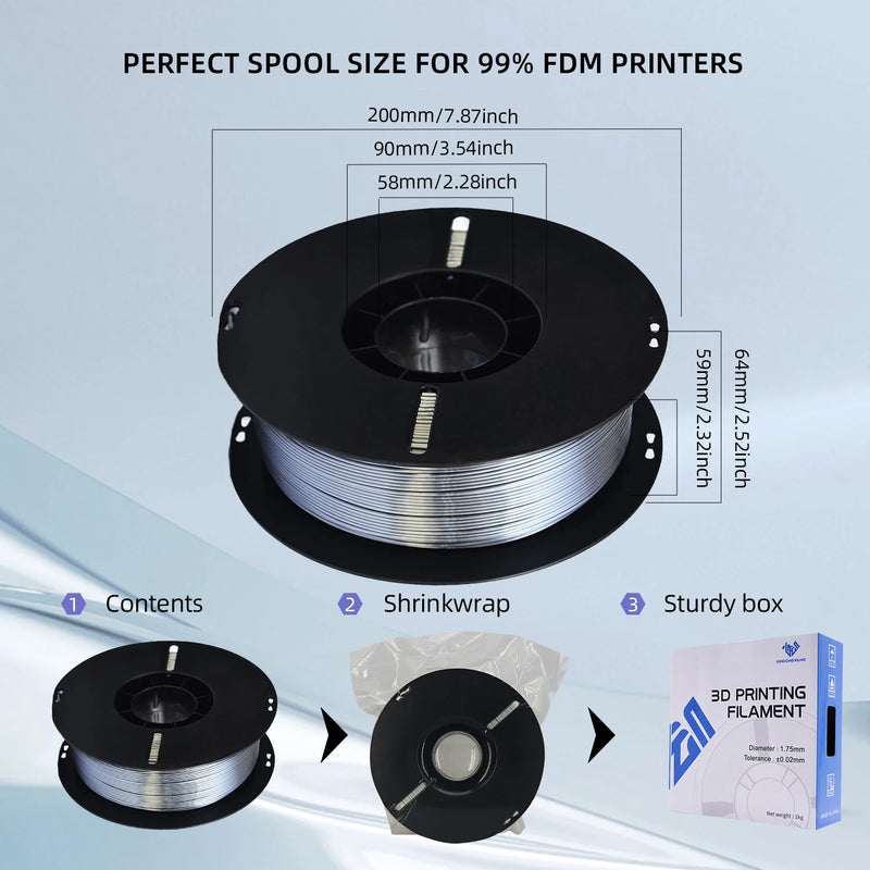 SILK PLA Filament 1.75mm 1kg Silk Texture Smooth 3D Material For 3d Printing FDM Printer Fast Shipping