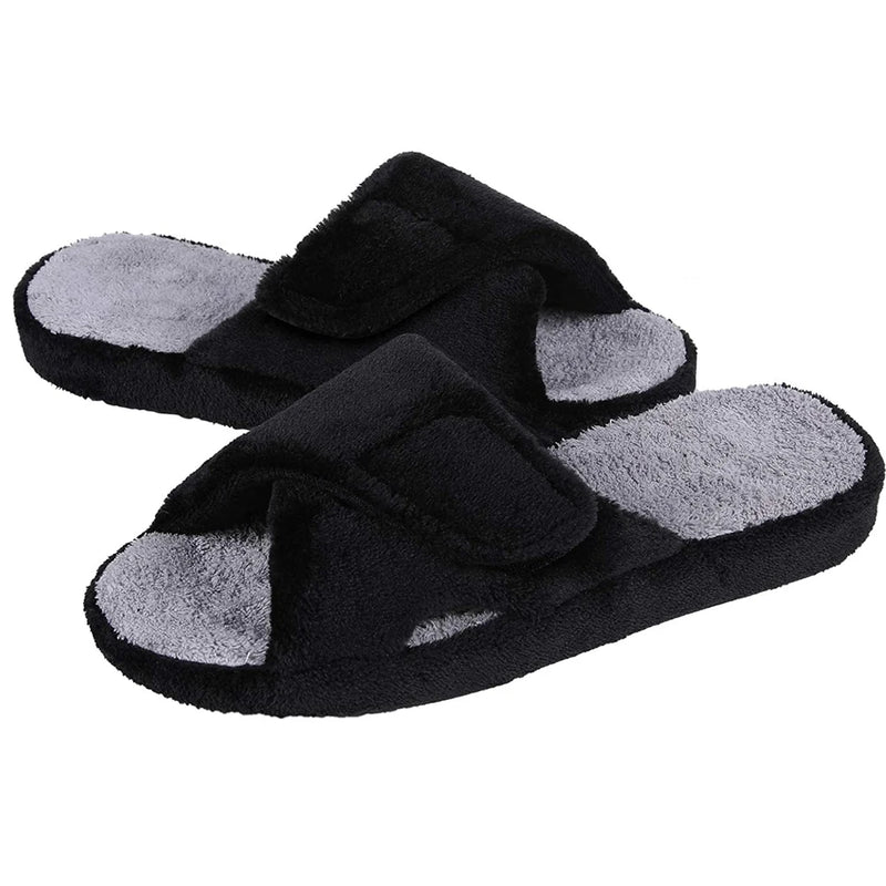 Comwarm Orthopedic House Slippers For Women Adjustable Indoor Slippers Fashion Open Toe Corduroy Bedroom Slides Fur Cotton Shoes