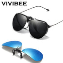 VIVIBEE Spiegel Blau Herren Polarisierte Sonnenbrille zum Aufstecken Nachtfahrt UV400 Graue Gläser Angel-Clips für Kurzsichtige
