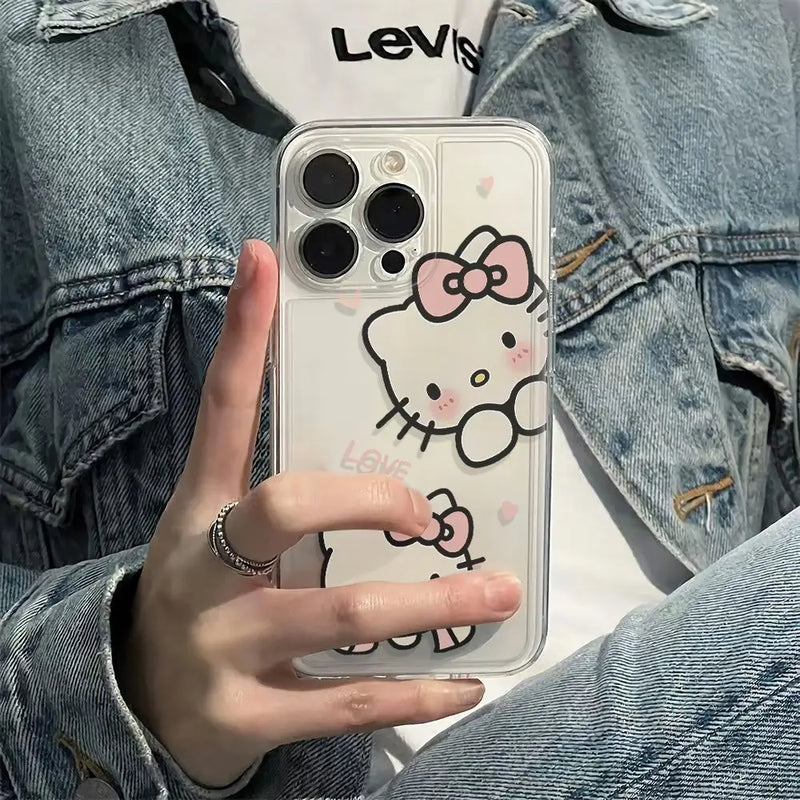 HOT Sanrio Hello Kitty Cartoon Cute Phone Case For iPhone 15 14 13 Pro Max 11 12 13 Pro Mini X XR 7 8 Plus Lovely Cover Girl