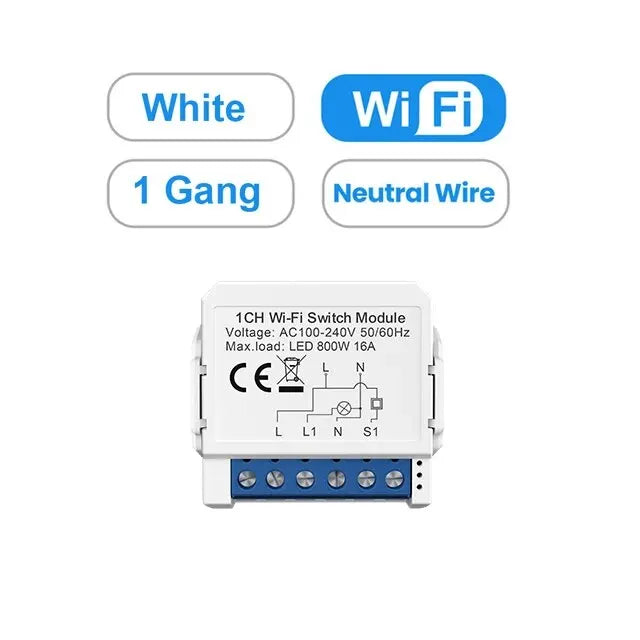 AVATTO Tuya WiFi 1/2/3/4 Gang Mini Smart Switch DIY Light Switches Module 2-Way Control Works With Smart Alexa Alice Google Home