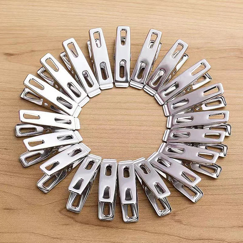 10/20PCS Stainless Steel Clothes Pegs Washing Clips Household Sealing Clip Silver Windproof Clips Hang Pins Metal Clip Clamp Set