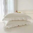 Rüschen-Bettbezug Queen Twin, 100 % gewaschene Mikrofaser, 3-teiliges Bettwäsche-Set, Shabby Chic Bauernhaus Bettbezug Kissenbezüge