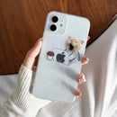 Lustige Cartoon Arbeitende Katzen und Hunde Klare Handyhülle für iPhone 15 14 13 12 11 Pro Max Mini XR X 14Plus Dünne Weiche Silikonhülle
