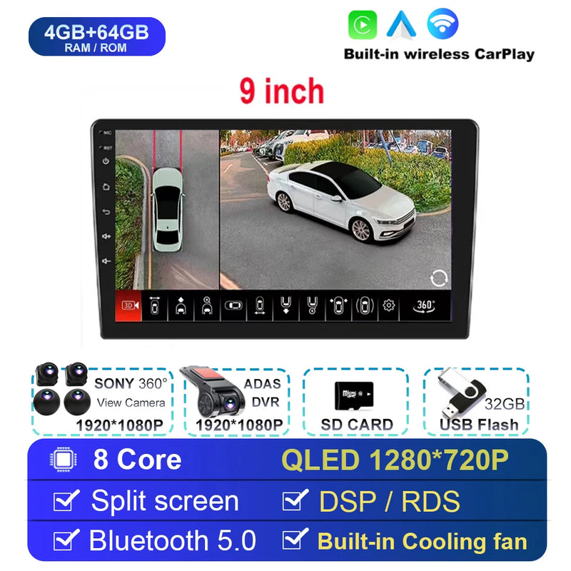 Android 14 For Univers Car Radio 2 Din Apple Carplay Automotive Multimedia Player GPS Android Auto IPS Screen RDS DSP Car Stereo