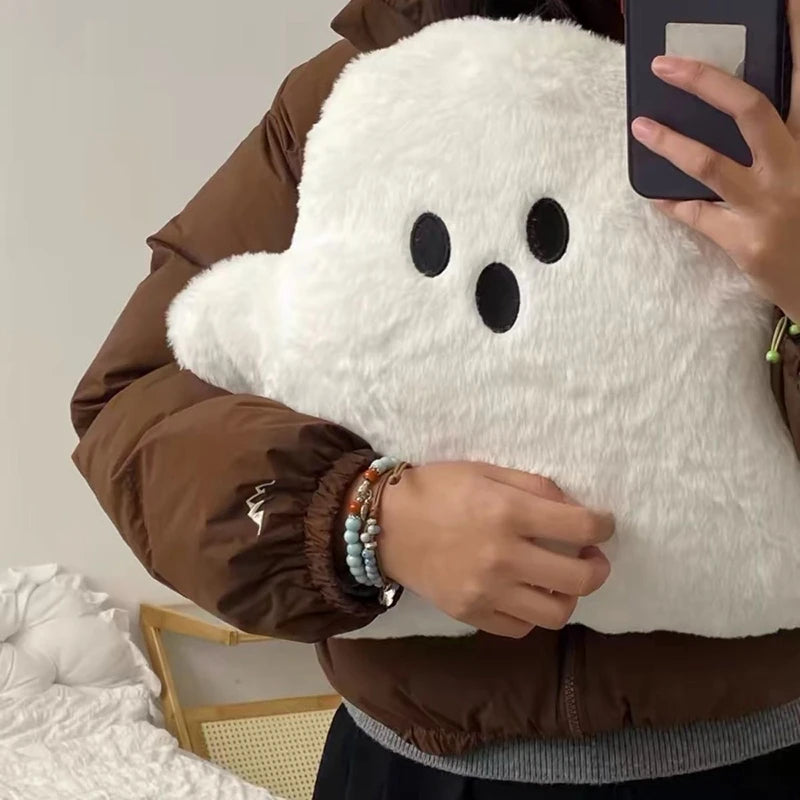 Kawaii White Cloud Ghost Pillow Halloween Plush Chair Back Stuffed Soft Sofa Cushion Children Party Gift Doll Home Bedroom Decor