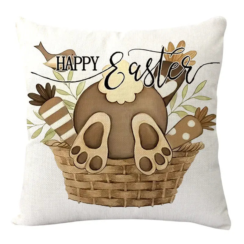 2025 Easter Rabbit Table Runner Linen Bunny Dining Table Cloth Placemat Spring Holiday Happy Easter Decoration For Home Kitchen