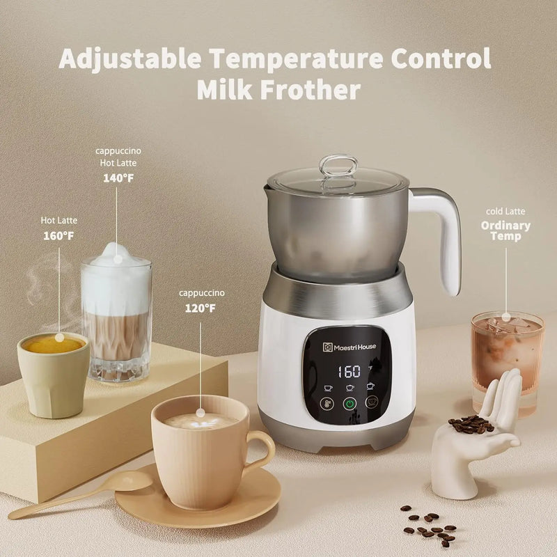 Maestri House Milk Frother Variable Temp and Froth Thickness Frother and Steamer 21OZ/600ML Smart Touch Control Milk Warmer