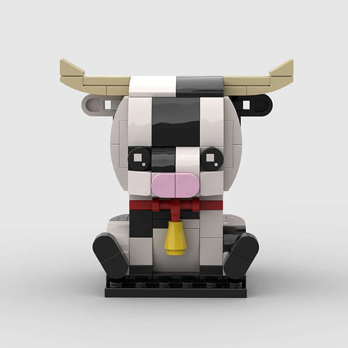 Animals MOC Dairy Cow Brickheads Cute Creative DIY Desktop Decor Building Blocks Kids Toys Gift Cartoon Pet Dairy Cattle Model