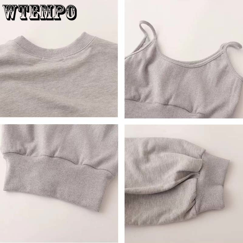 Women's Short Thin Sweatshirt Long Sleeve Crew Neck Casual Top Blouse Daily Casual Two-piece Simple Style Wholesale