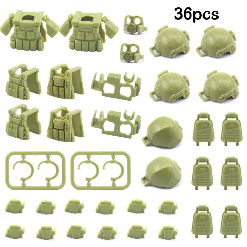 SWAT Military Special Forces camouflage Helmet Vest Soldier Army Mini Action Figures Team Set Parts Building Blocks Bricks Toys