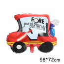 Cartoon Car Balloons Train Fire Truck Tank Engineering Car Tractor Aluminum Film Balloon Birthday Party Baby Shower Toy