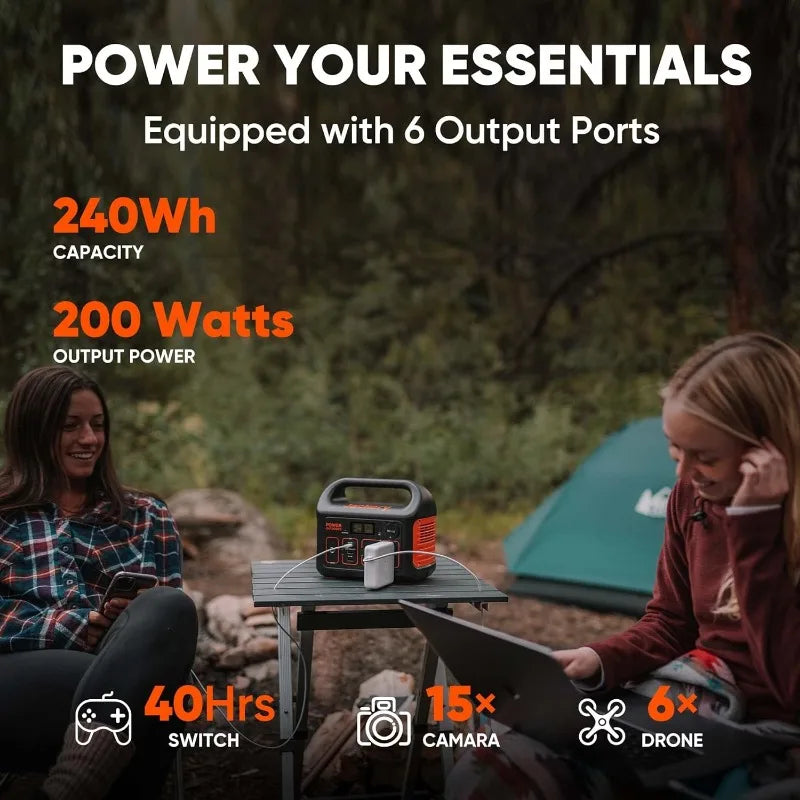 Jackery Portable Power Station Explorer 240, 240Wh Backup Lithium Battery, 110V/200W Pure Sine Wave AC Outlet, Solar Generator