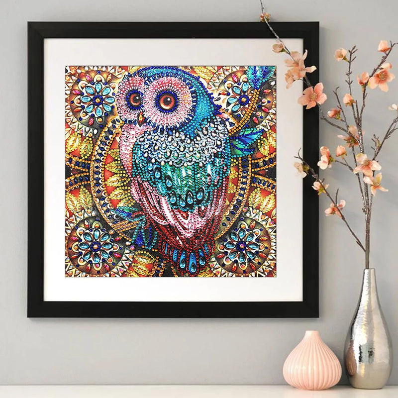 5D DIY Owl Shaped Diamond Painting Bird Embroidery Mosaic Kits Wall Christmas Decoration Home 30*30cm