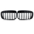 Double Line Car Front Bumper Kidney Grilles Compatible with BMW X1 F48 F49 2016 2017 2018 2019 Racing Grille Glossy Black 1 Pair