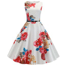 Blumenmuster Sommerkleid Damen Vintage Kleider Elegant Retro Party Tank Ärmellos Freizeit Bürokleid