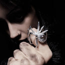 Gothic Crystal Ball Halloween Spider Finger Ring for Women Men Couple Unique Punk Jewelry Animal Party Daily Gift Accessories