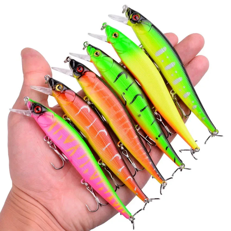 Aorace Minnow Fishing Lure 11.5cm 13.9g Floating Artificial Hard Bait Bass Wobbler Lures Crankbait Pike Treble Hooks Tackle