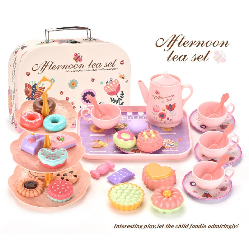 Afternoon Tea Sets Kid Pretend Play Toys Girls Play House Kitchen Food For Children Party/Picnic Gift 42PCS Simulation Cup Cake