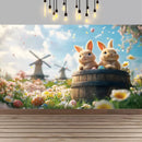 Easter Happy Theme Party Decoration Backdrop Spring Grass Flowers Rabbit Easter Egg Party Supplies Decorations Banner Gift