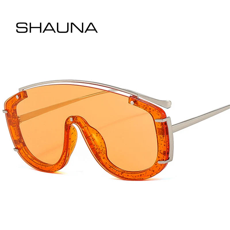SHAUNA Fashion Oversized One Piece Sunglasses Women Retro Rivets Decoration Men Colorful Gradient Sun Glasses Shades UV400