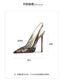 Black lace high-heeled sandals for the summer of 2025, new pointed, thin heel,shallow mouth,comfortable professional single shoe