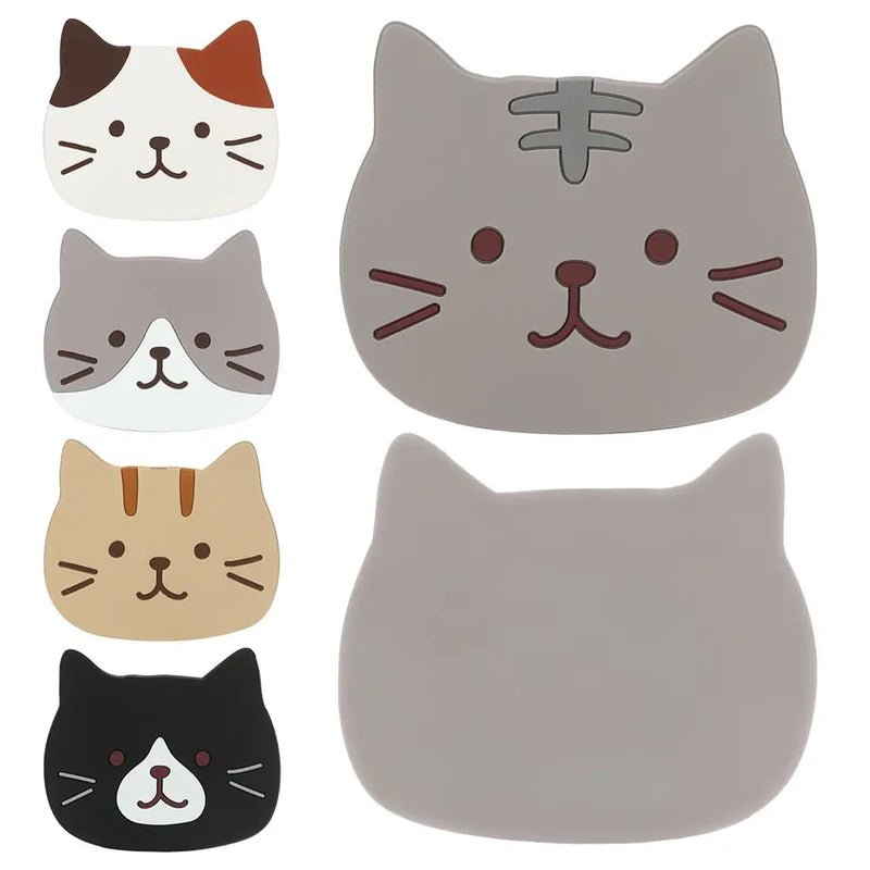 Cartoon Cat Shaped Tea Mat Cup Holder Mat Coffee Drinks Drink Silicon Coaster Hot Drink Stand Insulated Pad Kitchen Accessories